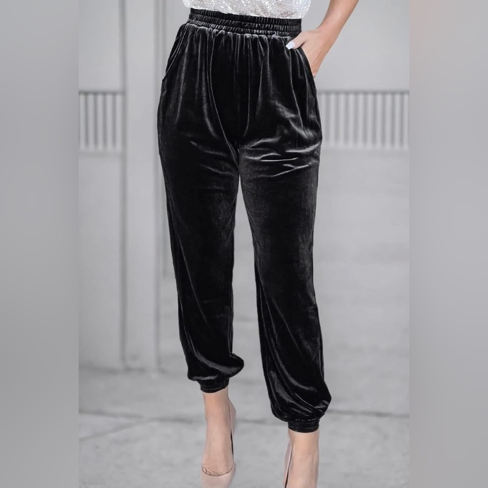 Elegant Black Velvet Pants